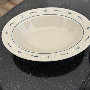 Longaberger Pottery Woven Traditions Oval Serving Bowl Blue Dishwasher Oven Safe